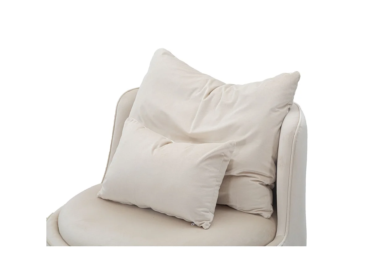 Fauteuil Paris Space Crème/Or en Tissu Rembourré avec Décorations Dorées