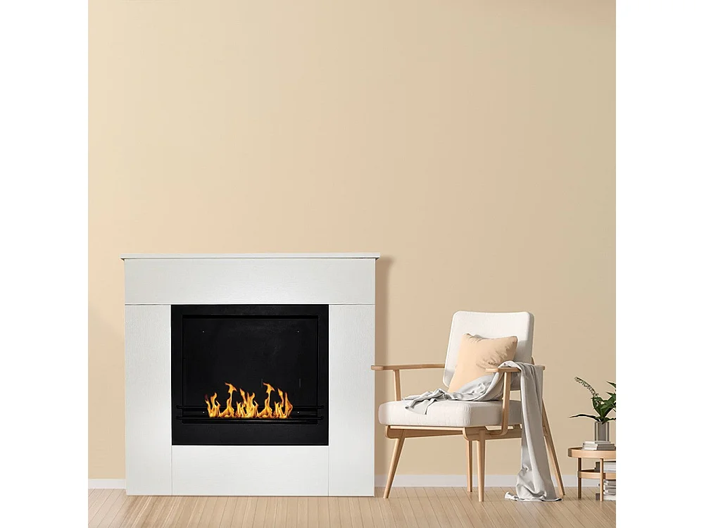 Chimenea de Bioetanol de Tierra en Madera Blanca Michelangelo 96x36x90h