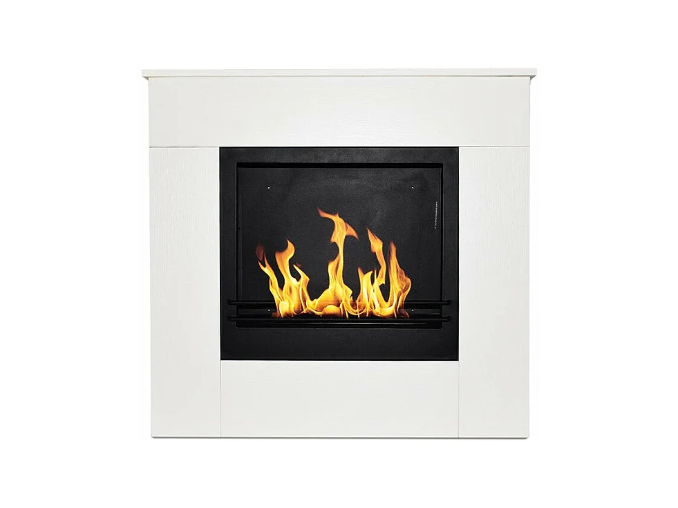 Vloerstaande bio-ethanolhaard in wit hout Made in Italy Michelangelo 96x36x90h