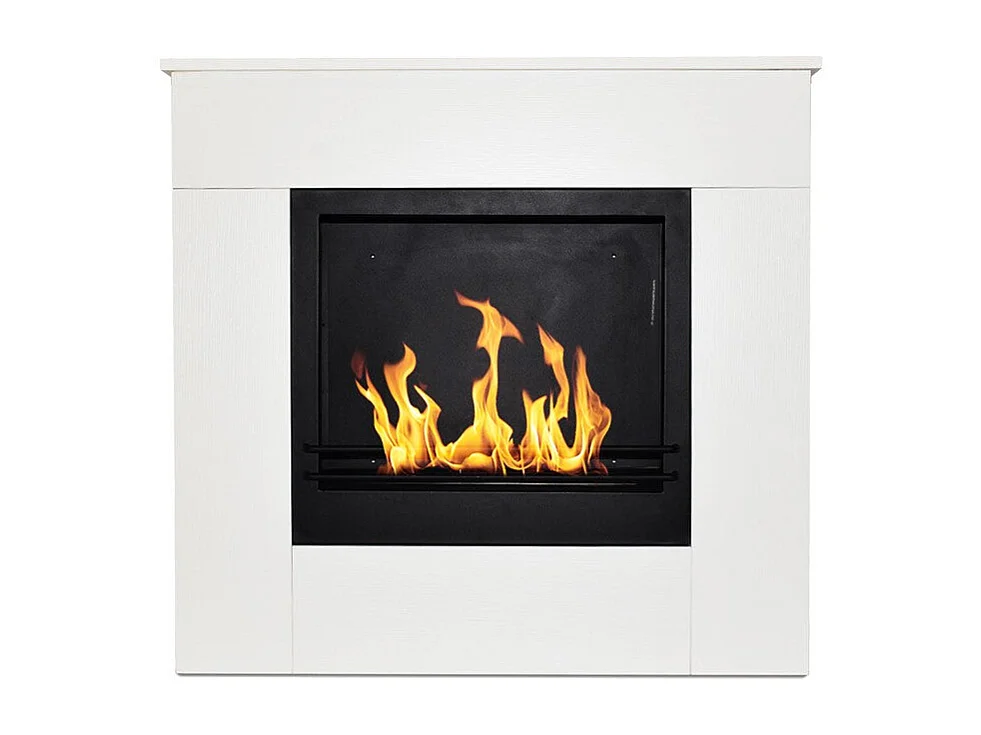 Cheminée au bioéthanol sur pied en bois blanc Made in Italy Michelangelo 96x36x90h