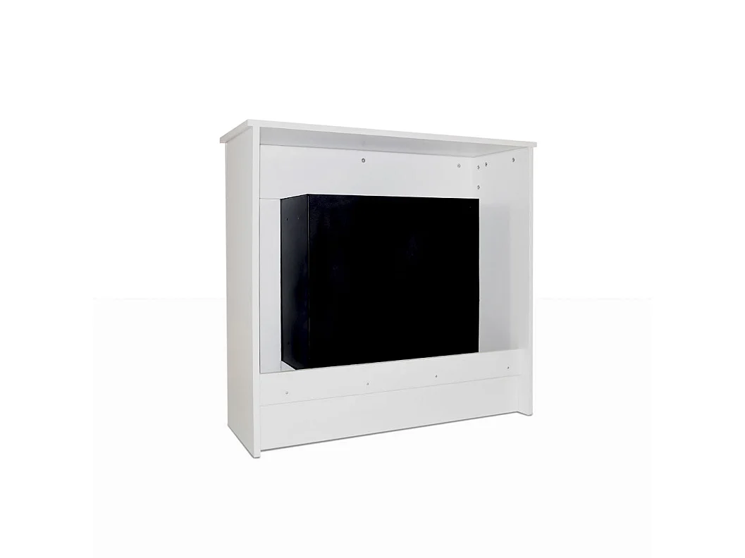 Lareira de chão a bioetanol Michelangelo 96x36x90h em madeira branca, fabricada na Itália