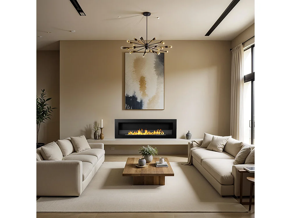 Cheminée bioéthanol murale encastrable 120x40 LIVORNO 120 Noir