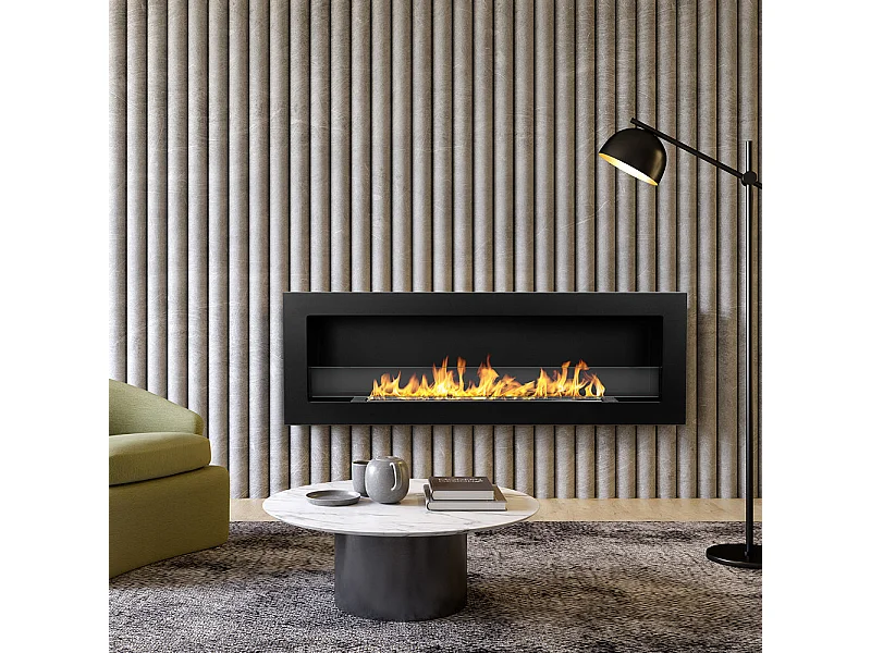 Cheminée bioéthanol murale encastrable 120x40 LIVORNO 120 Noir