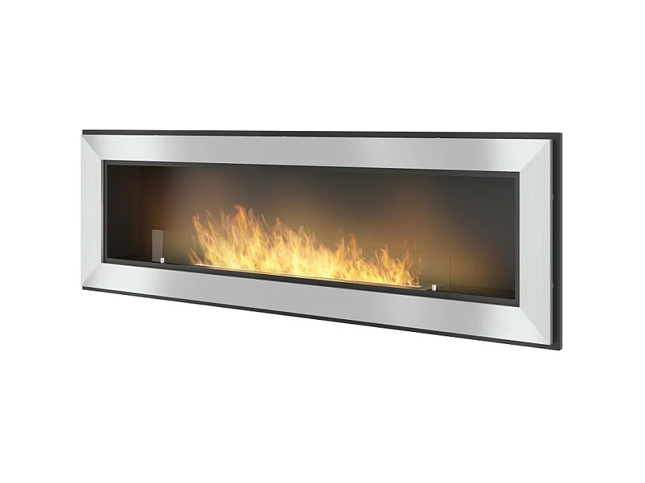 Frame 1500 Edelstahl SimpleFire eingebauter Bioethanol-Kamin mit Glas