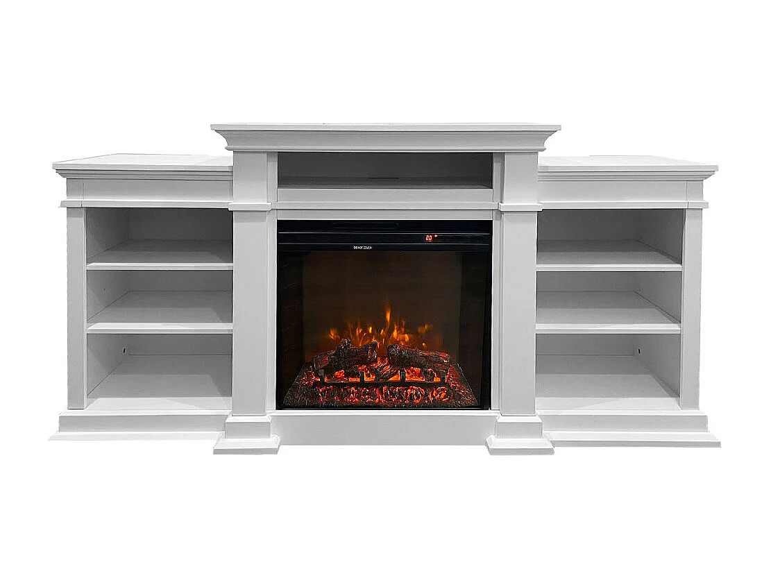 Cheminée électrique au sol BIDEN en bois blanc L179 x P48 x H85