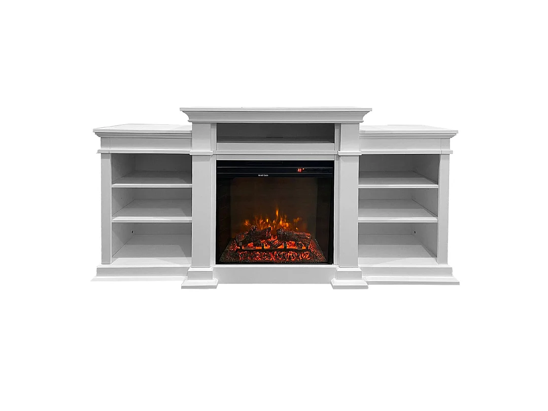 Elektrokamin Standkamin BIDEN aus Holz Weiß L179 x T48 x H85