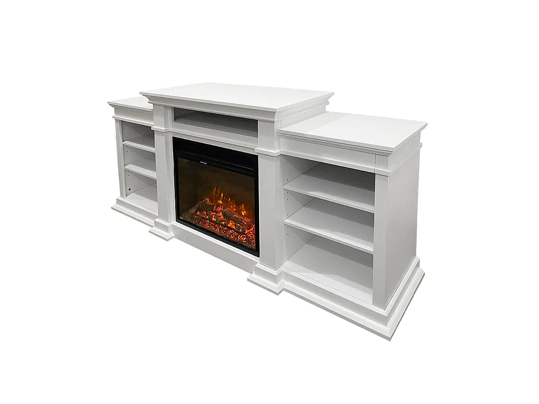 Elektrokamin Standkamin BIDEN aus Holz Weiß L179 x T48 x H85
