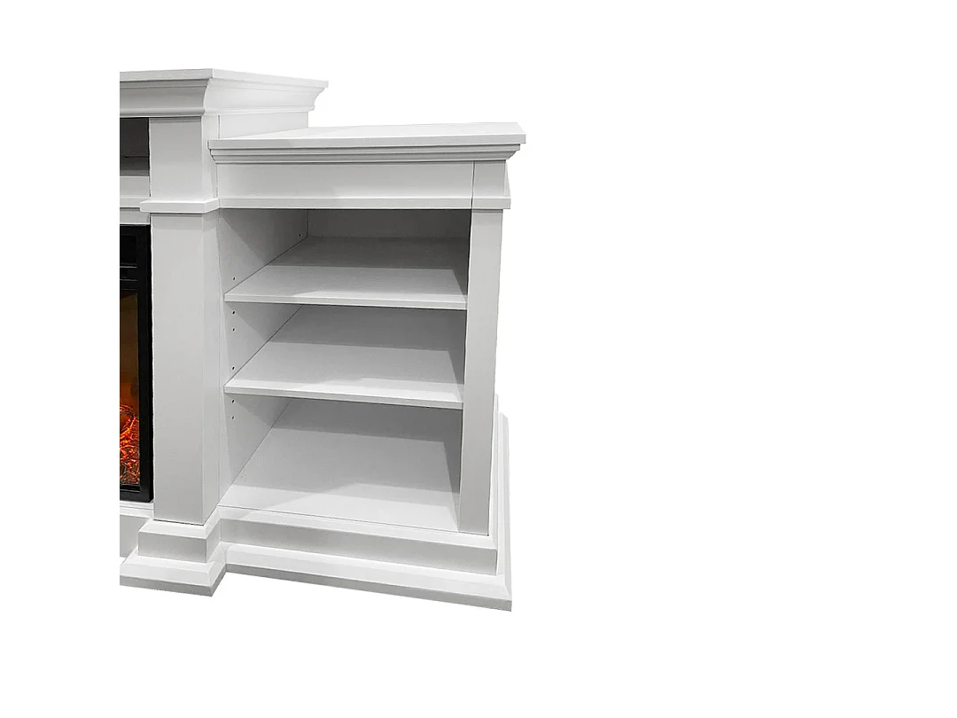 Elektrokamin Standkamin BIDEN aus Holz Weiß L179 x T48 x H85