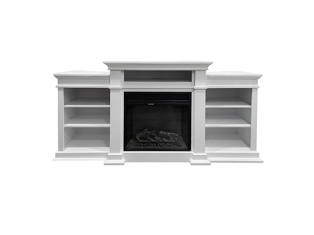 Elektrokamin Standkamin BIDEN aus Holz Weiß L179 x T48 x H85