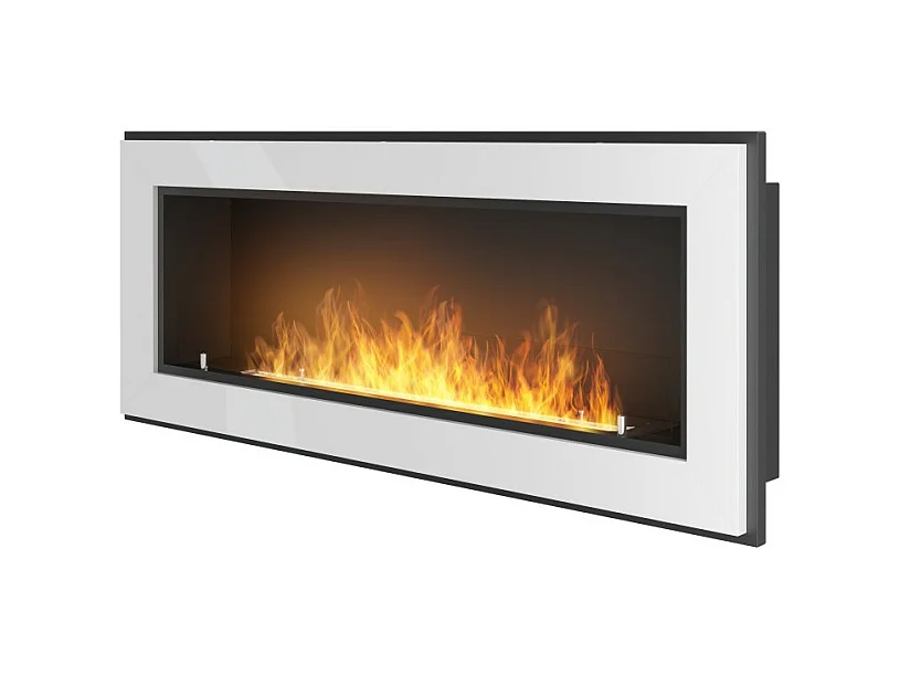 Frame 1200 SimpleFire Einbau-Bioethanolkamin in Weiß mit Glas