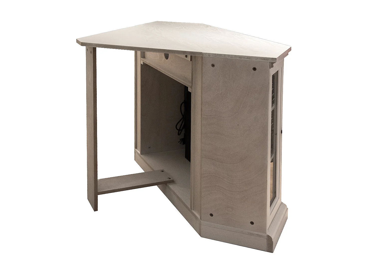 Camino elettrico caminetto da terra ad angolo MADISON in legno Bianco L126 x P78 x H83