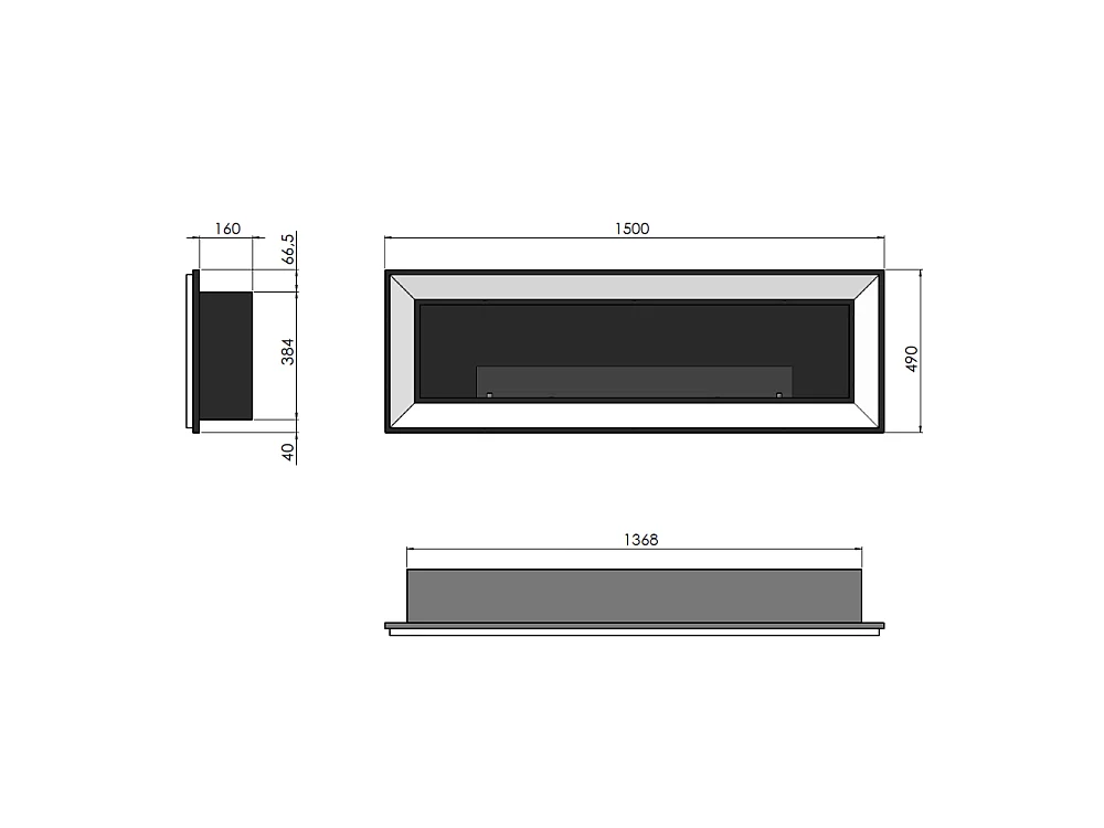 Caminetto a Bioetanolo Frame 1500 Bianco SimpleFire da incasso con Vetro