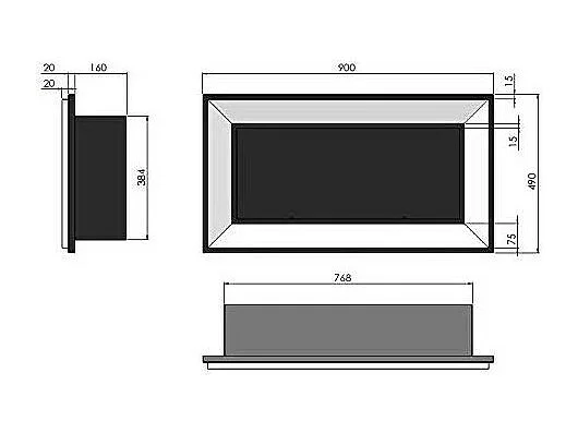 Frame 900 SimpleFire Einbau-Bioethanolkamin aus Edelstahl mit Glas