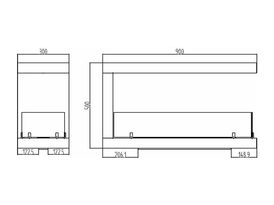 Cheminée bioéthanol encastrable Cheminée bio 3 faces 3 faces 90x50 MARATEA 90