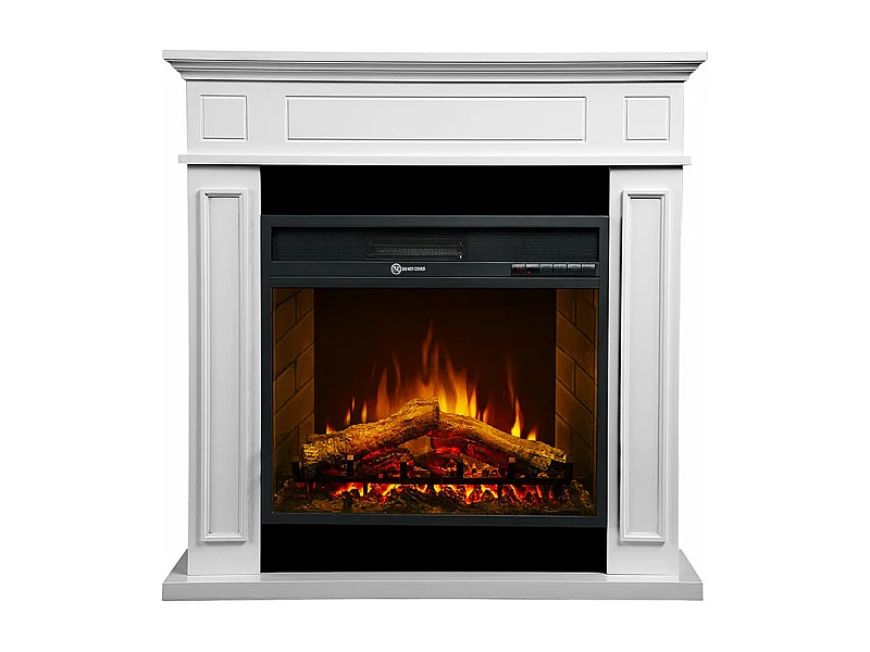 Cheminée électrique au sol en bois blanc L 89,5 x H90,5 x P28