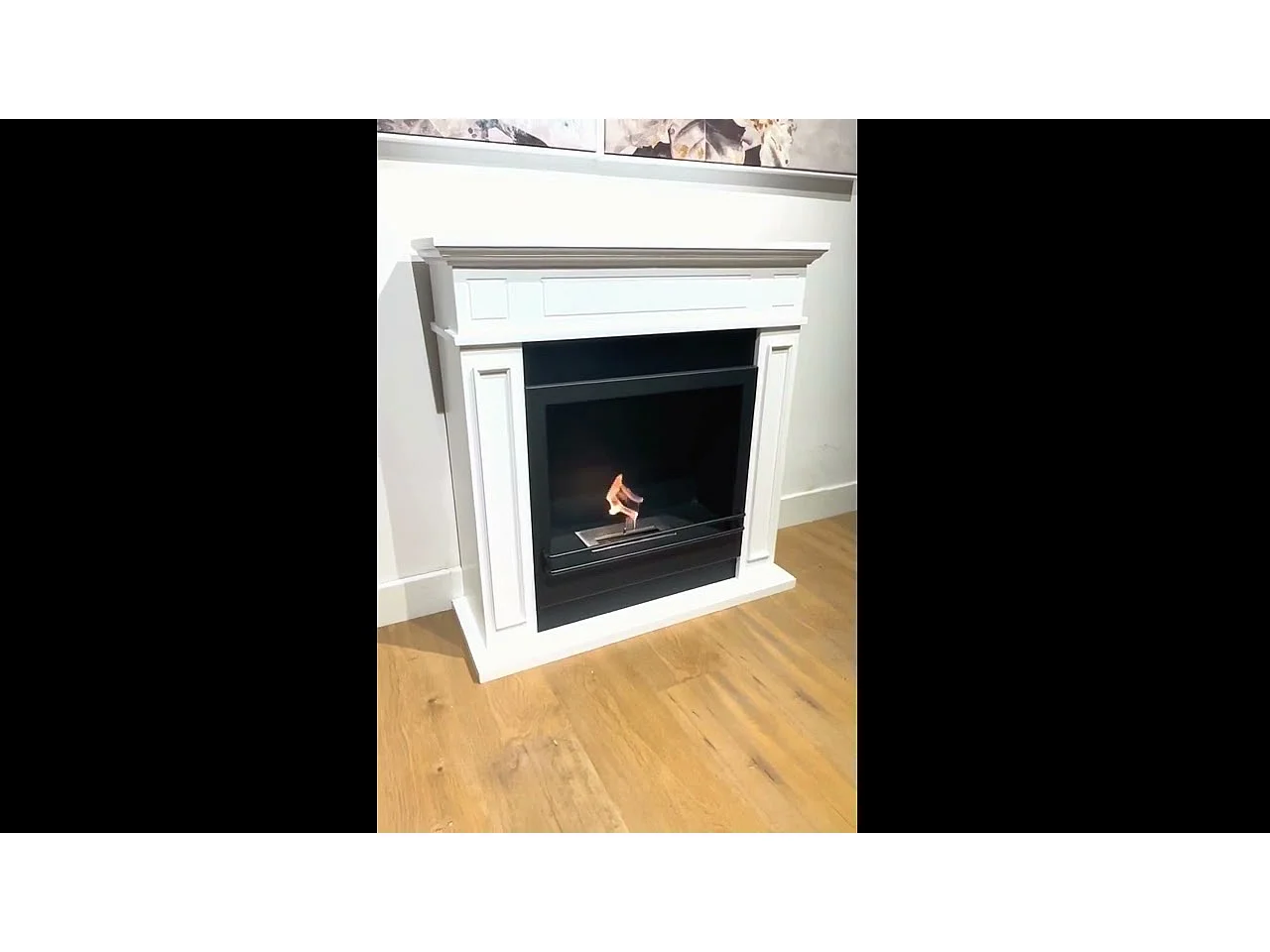 Elektrischer Kamin-Bodenkamin JEFFERSON aus weißem Holz L 89,5 x H90,5 x T28