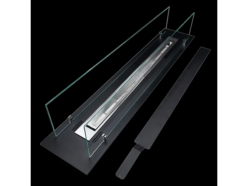 Bioethanol-Kaminbrenner aus Stahl mit Glas 100x21x19,4 cm