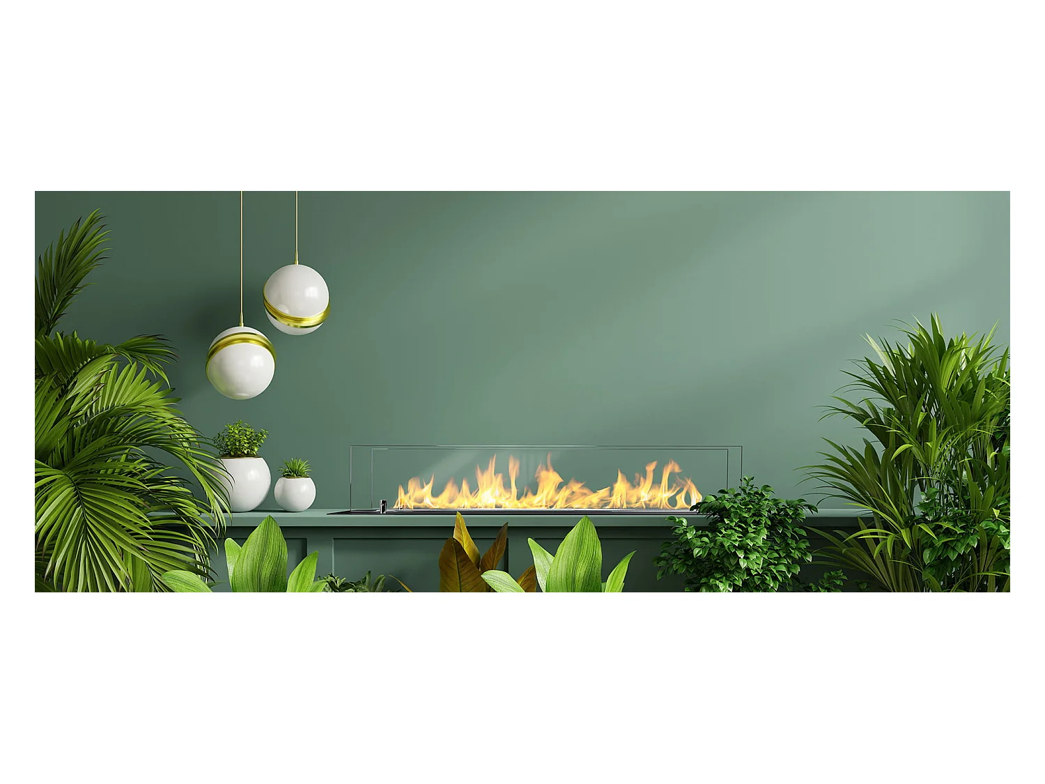 Brûleur de cheminée à bioéthanol en acier avec vitres 100x21x19,4 cm