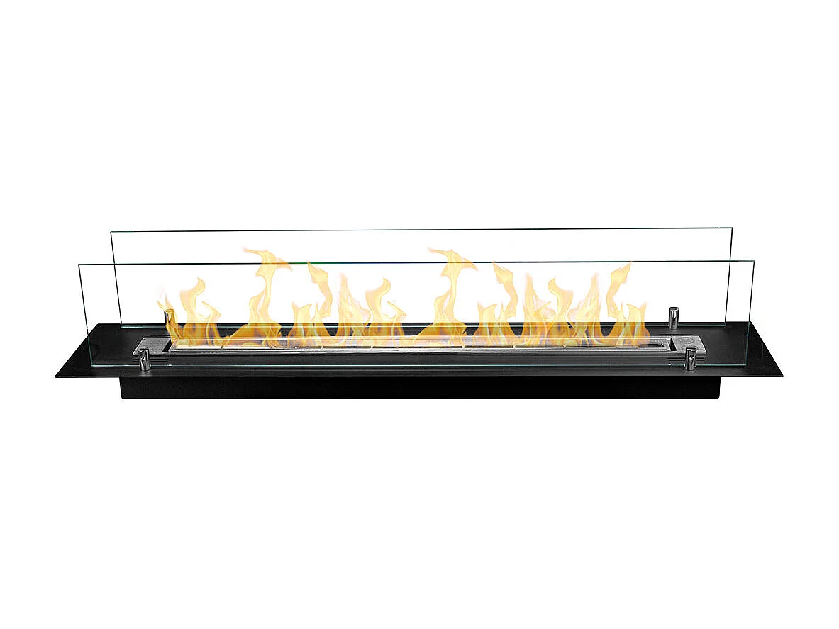 Stalen bio-ethanol haardbrander met 100 cm glas