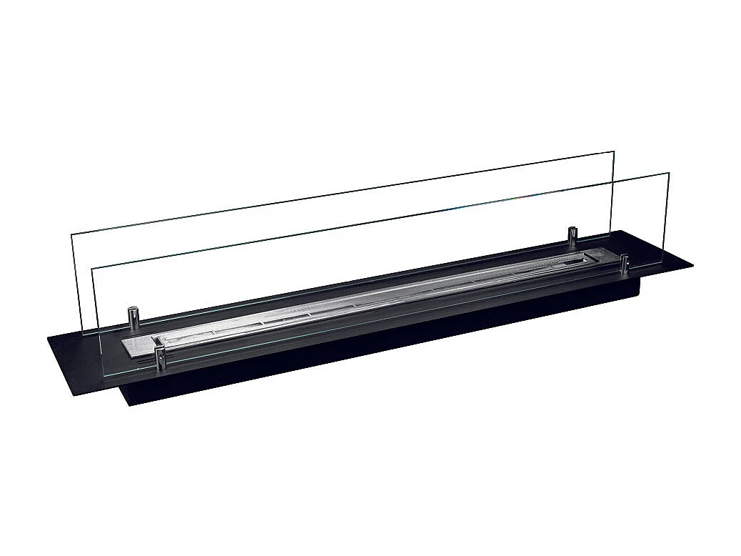 Stalen bio-ethanol haardbrander met 100 cm glas