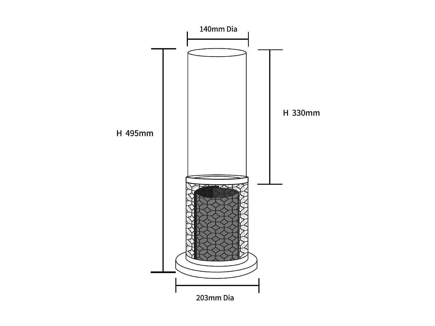 Bio-ethanol tafel biohaard TOLOSA Black Gold D20 x H49,5 intern extern