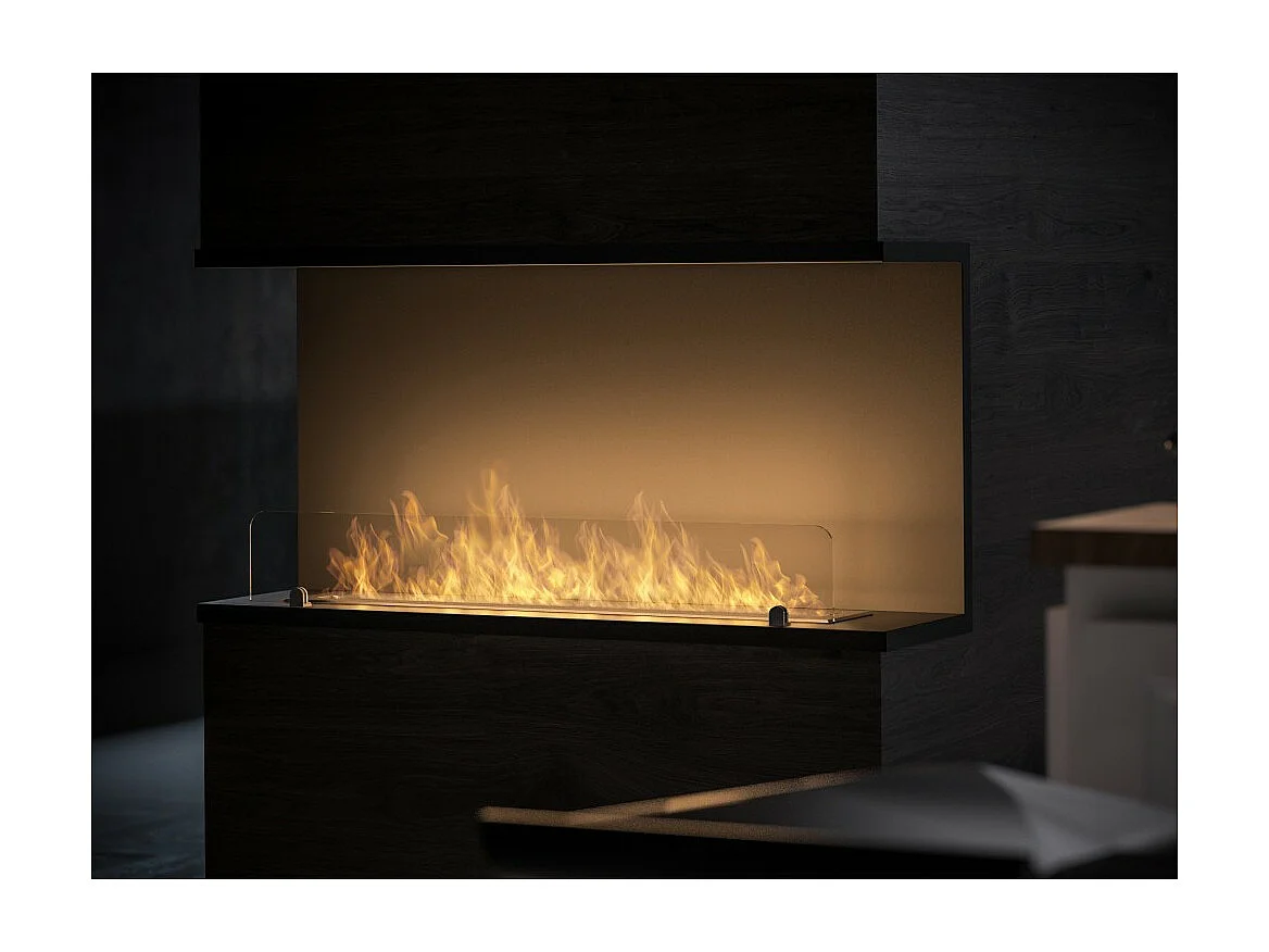 C1000 V.2 Design Bioethanol-Einbaukamin mit 3-seitig offenem Glas und 2-Liter-Brenner