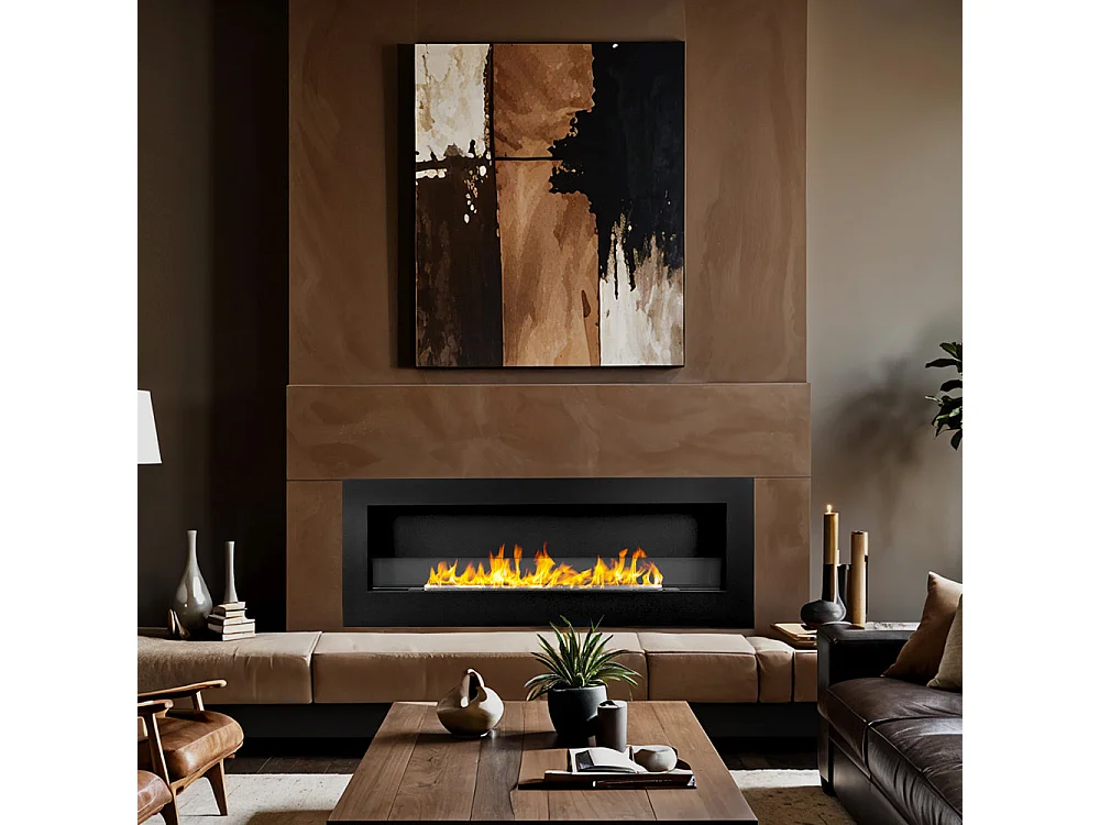 Cheminée bioéthanol murale cheminée bio 120x40 SIENA 120 Noir