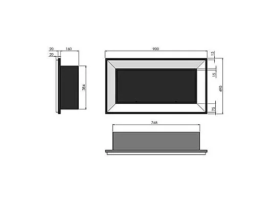 Frame 900 SimpleFire Einbau-Bioethanolkamin in Weiß mit Glas