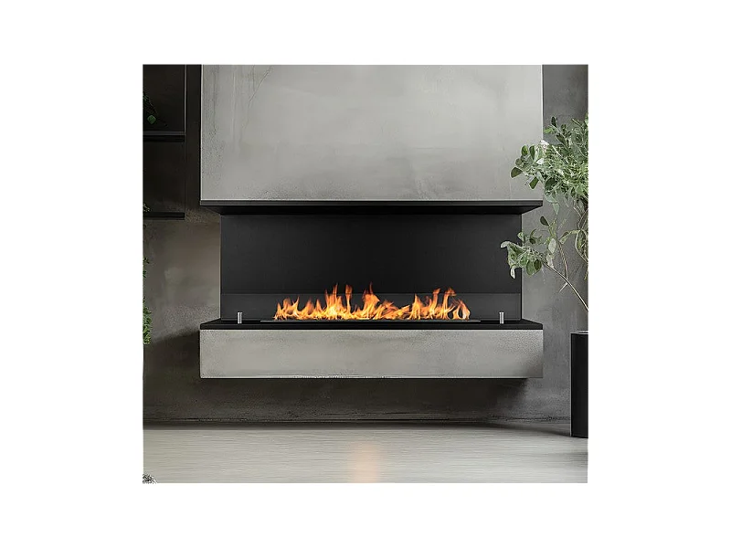 Cheminée bioéthanol encastrable Biocheminée trois faces avec 3 côtés ouverts 120x50 TREVI 120