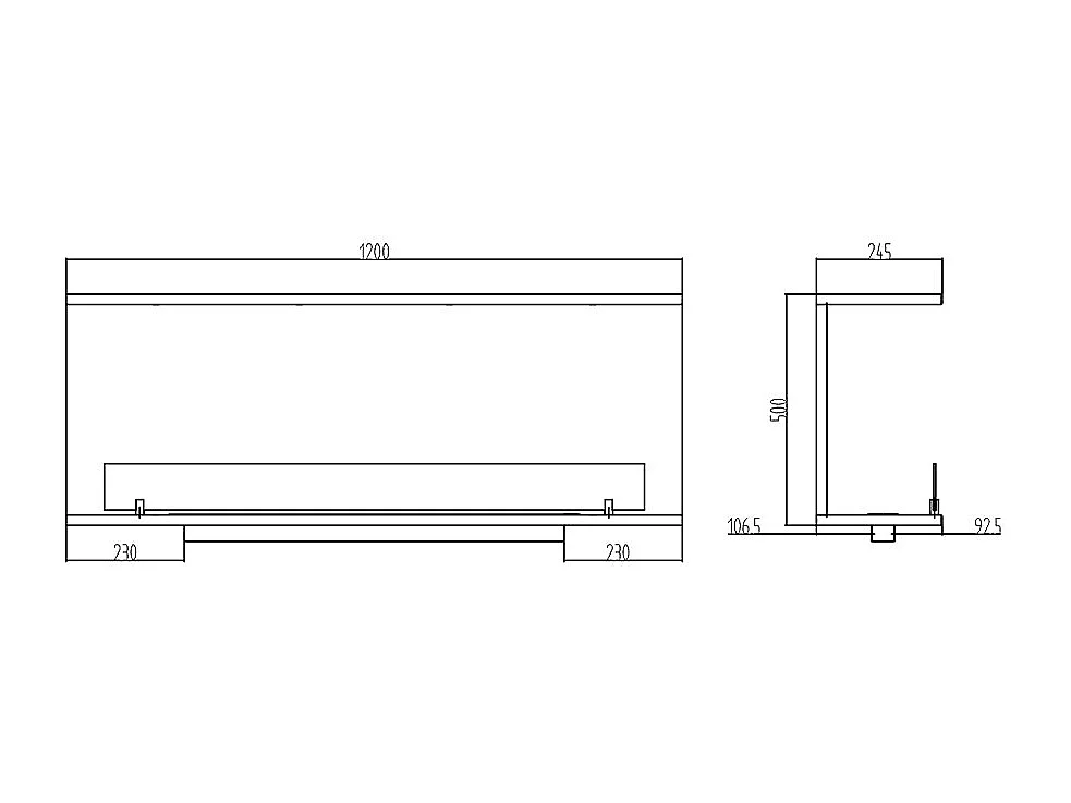Cheminée bioéthanol encastrable Biocheminée trois faces avec 3 côtés ouverts 120x50 TREVI 120