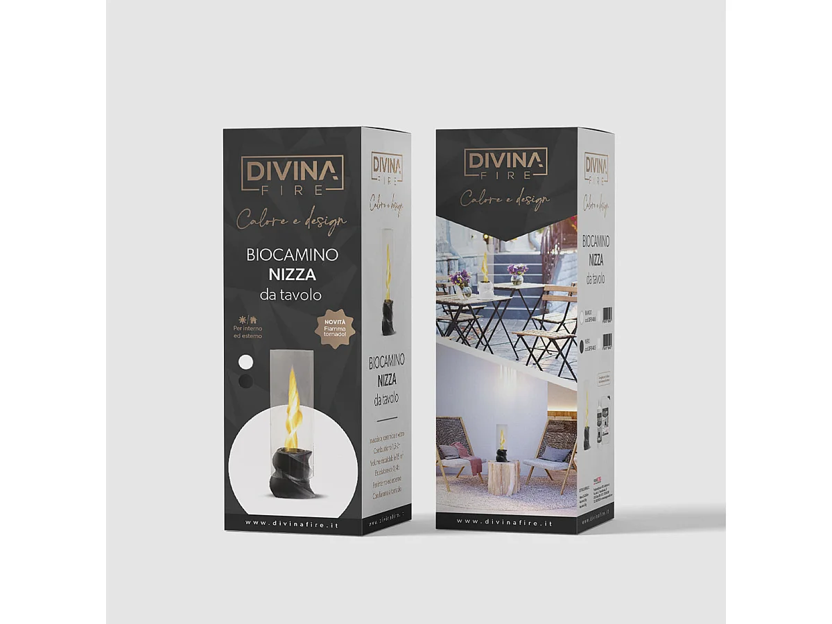 Cheminée bio de table au bioéthanol NIZZA Noir D14,5 x H46,5 interne externe