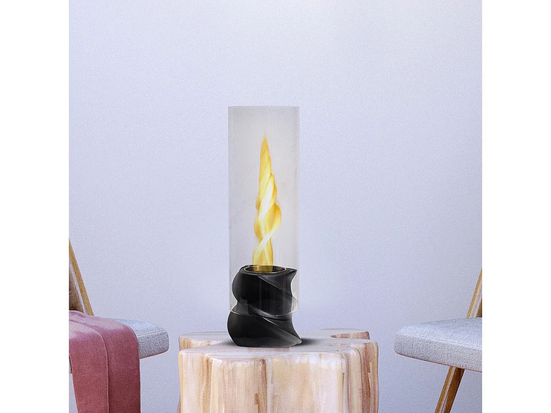 Cheminée bio de table au bioéthanol NIZZA Noir D14,5xH46,5 interne externe