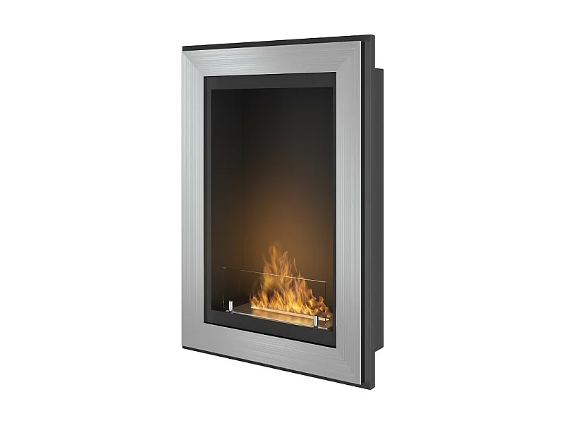 Cheminée au bioéthanol encastrable en acier inoxydable Frame 550 SimpleFire avec verre