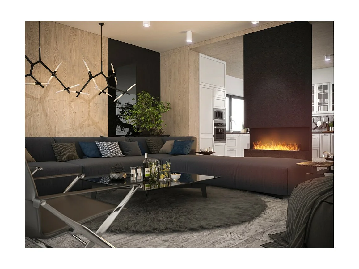 C1200 V.1 Design Bioethanol-Einbaukamin mit 3-seitig offenem Glas, 3-Liter-Brenner