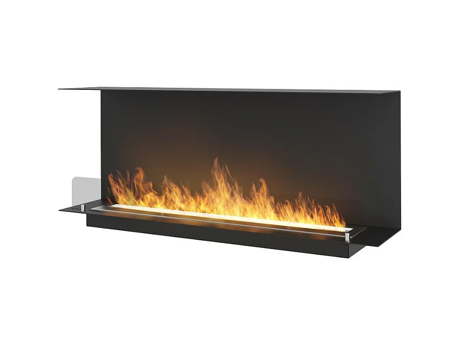 Cheminée Bioéthanol Encastrable Design C1200 V.1 avec Vitre Ouverte sur 3 Côtés Brûleur 3 Litres