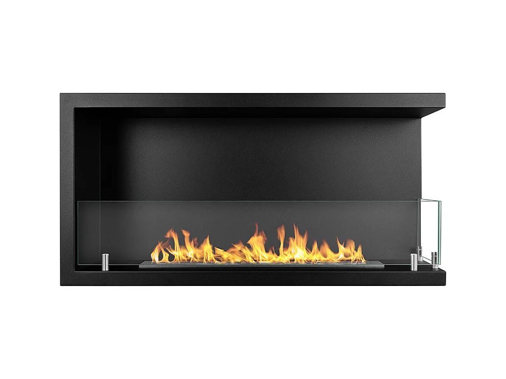 Cheminée bioéthanol encastrable d'angle biocheminée 90x45 SUTRI 90 DX