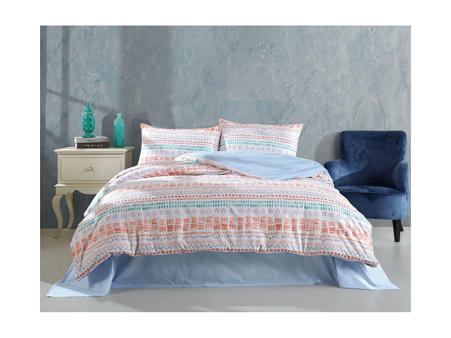 Jogo de cama para 2 pessoas 1 capa de edredão 200x200 cm+2 Fronhas 65x65 cm algodão