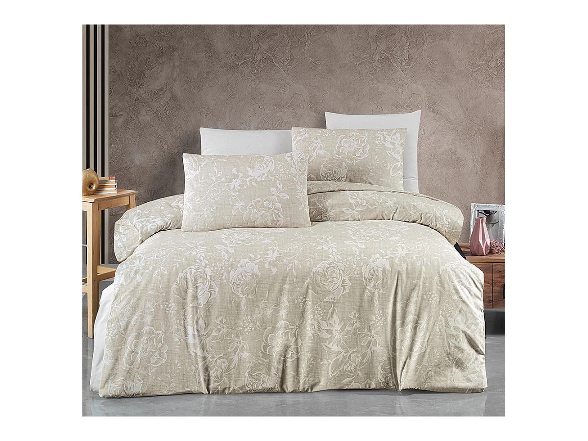 Housse de couette + taie(s) oreiller "Raisa" 100% coton imprimé.