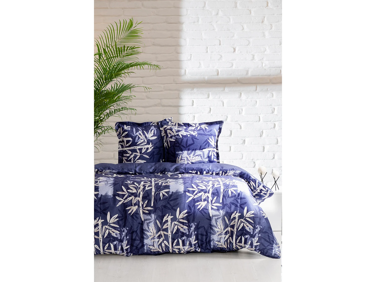 Housse de couette + taie(s) oreiller "Bamboo" 100% coton imprimé.