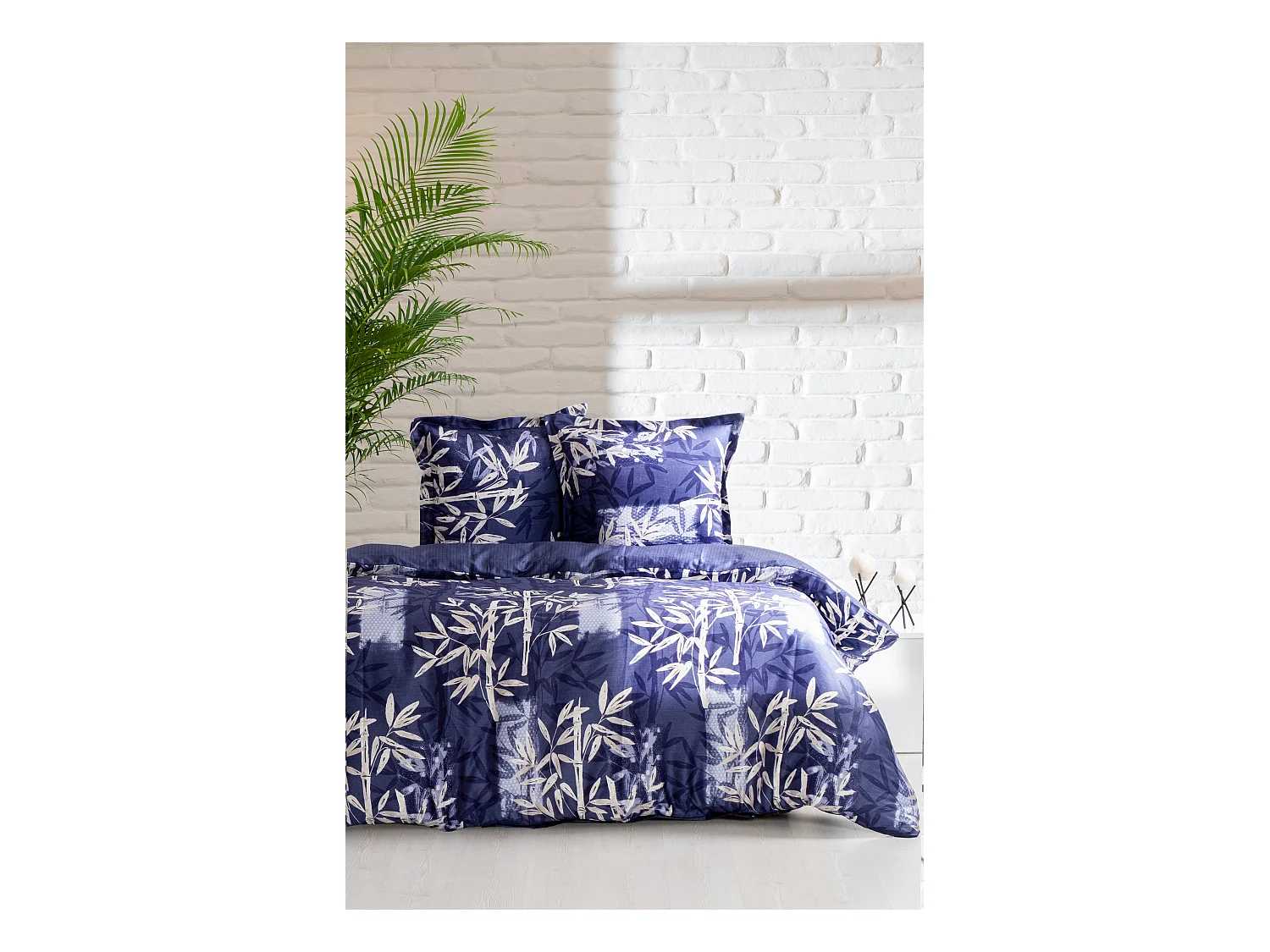 Housse de couette + taie(s) oreiller "Bamboo" 100% coton imprimé.