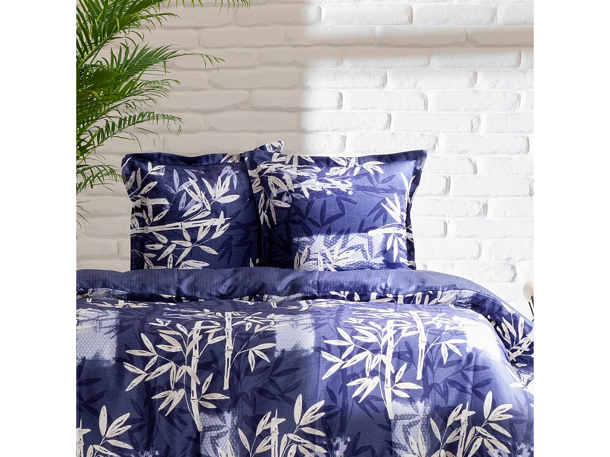 Housse de couette + taie(s) oreiller "Bamboo" 100% coton imprimé.