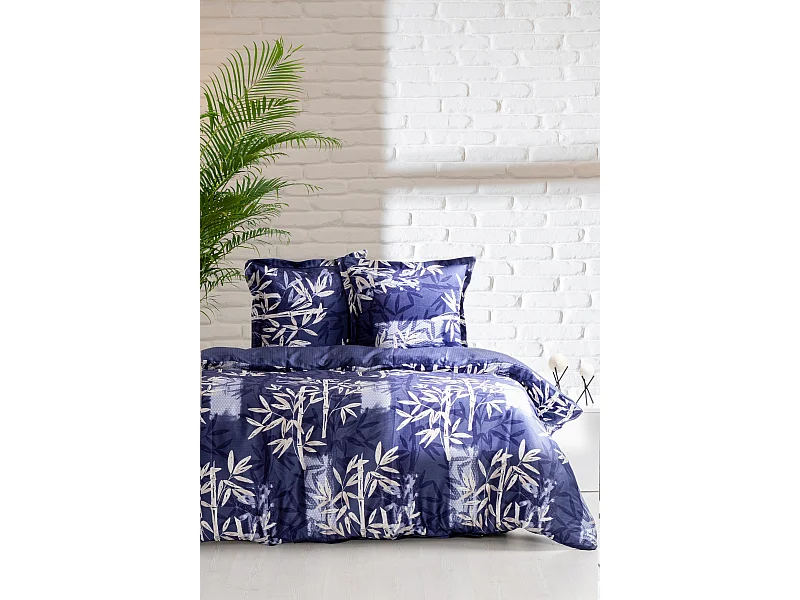 Housse de couette + taie(s) oreiller "Bamboo" 100% coton imprimé.