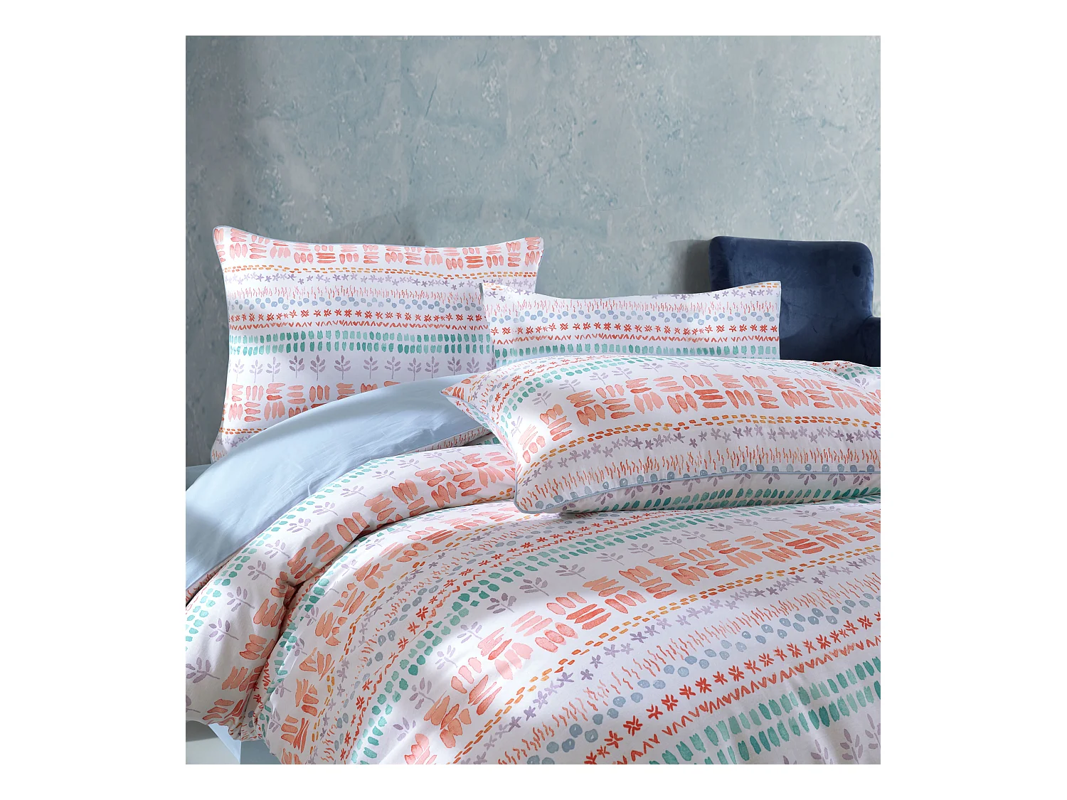 1 persoons beddengoed 140x200 cm+1 kussensloop 65x65 cm in katoen