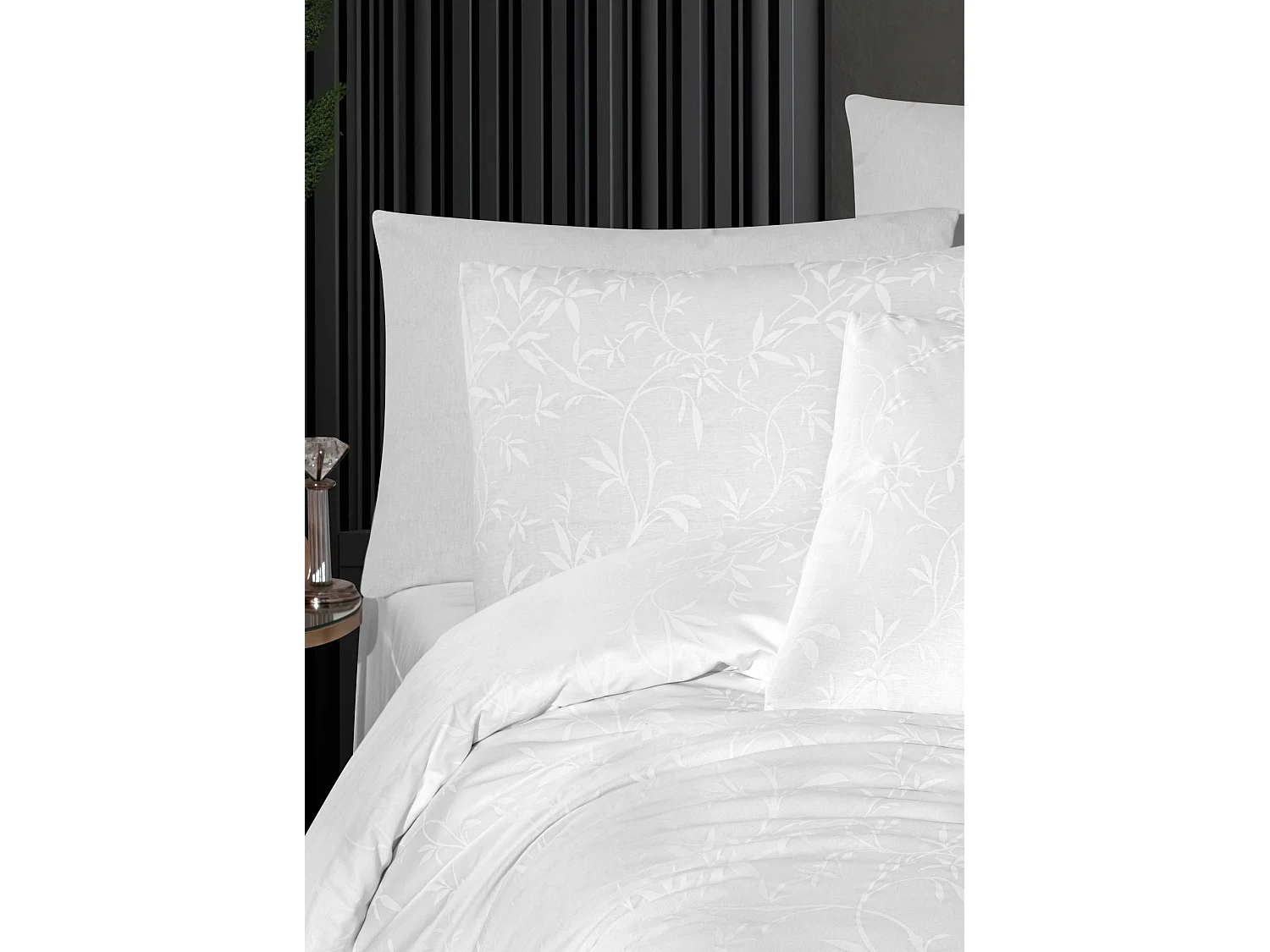 Housse de couette + taie(s) oreiller "Dante blanc" 100% coton imprimé.