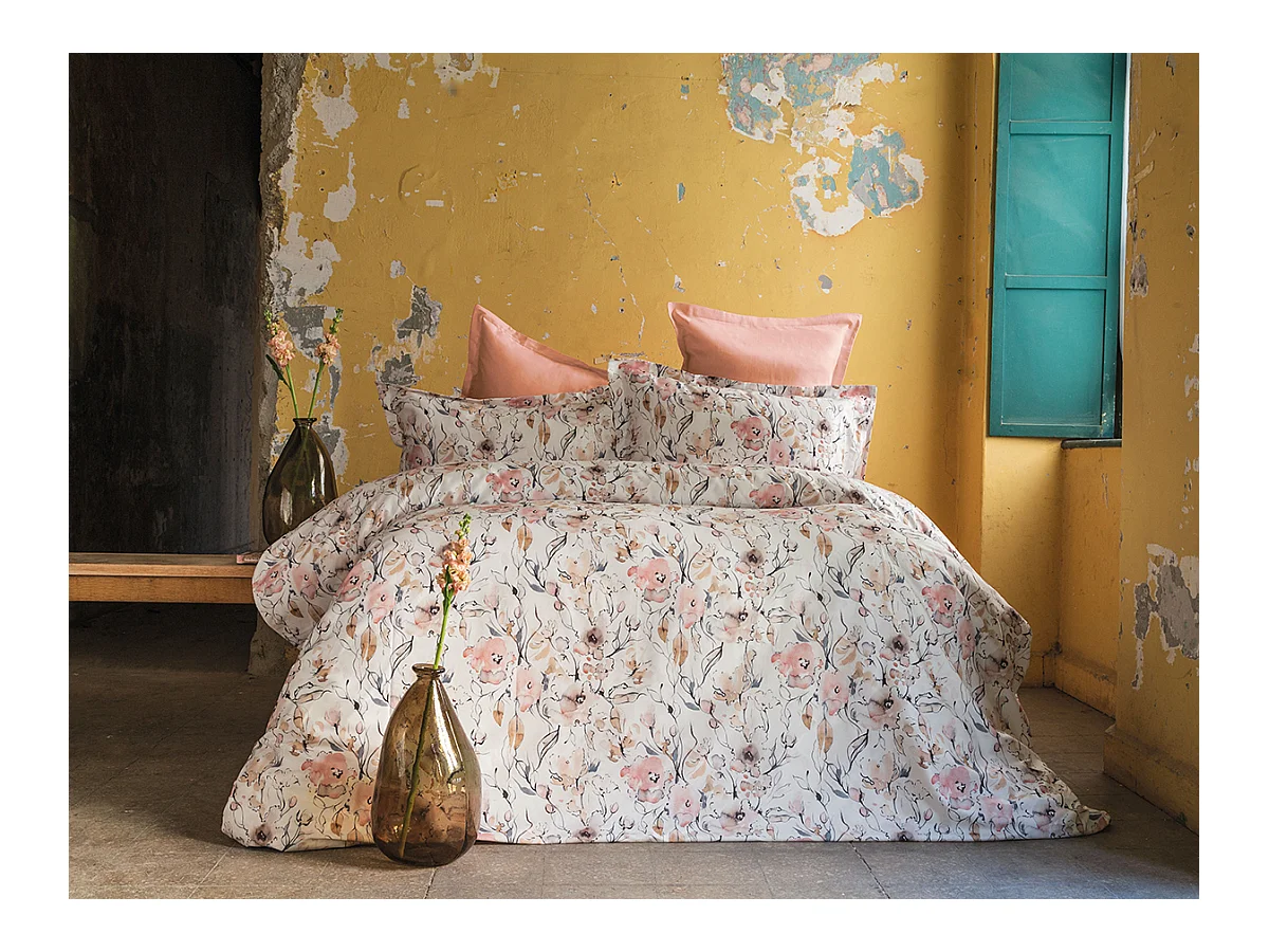 Housse de couette + taie(s) oreiller satin de coton "Joceline"