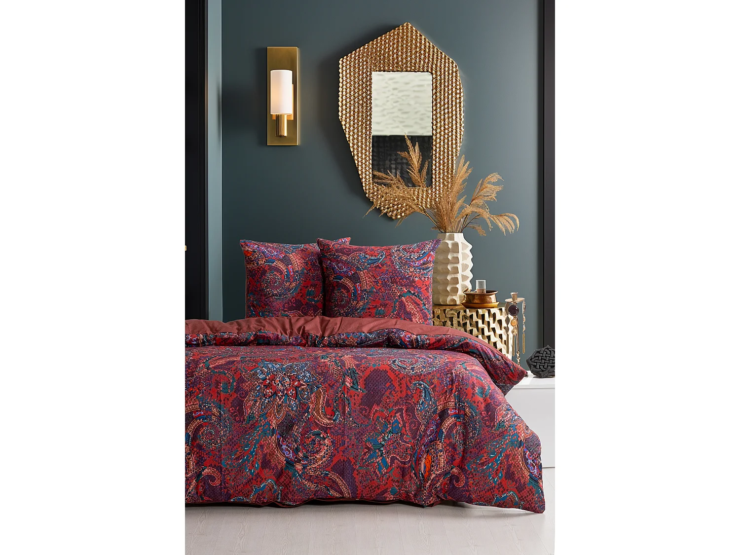 Housse de couette + taie(s) oreiller "Harmoney" 100% coton imprimé.