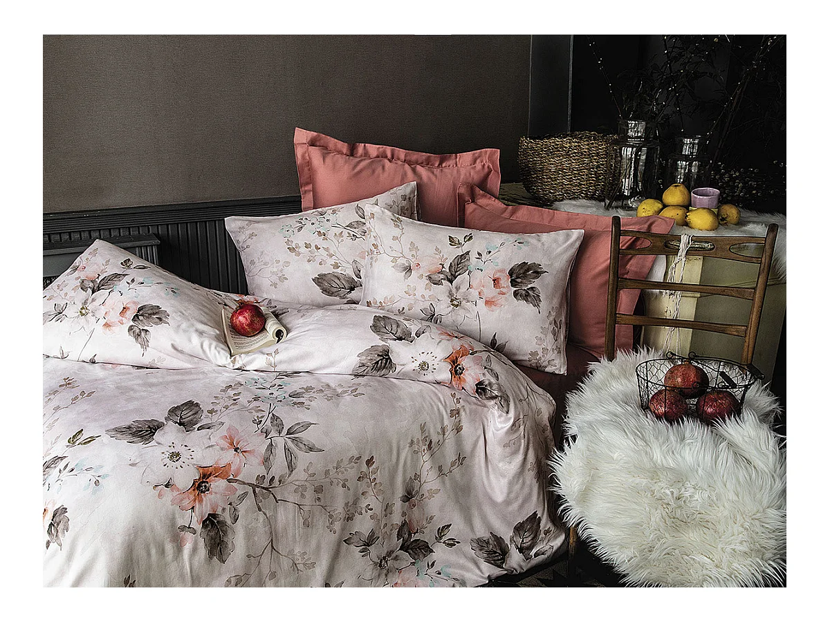 Housse de couette + taie(s) oreiller satin de coton "Malogra"