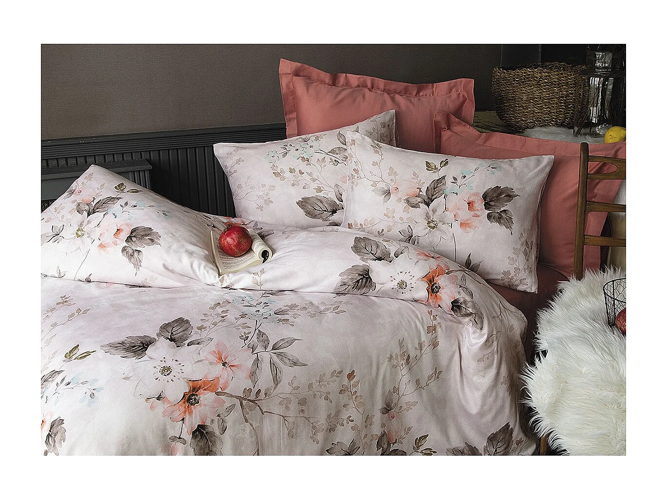 Housse de couette + taie(s) oreiller satin de coton "Malogra"