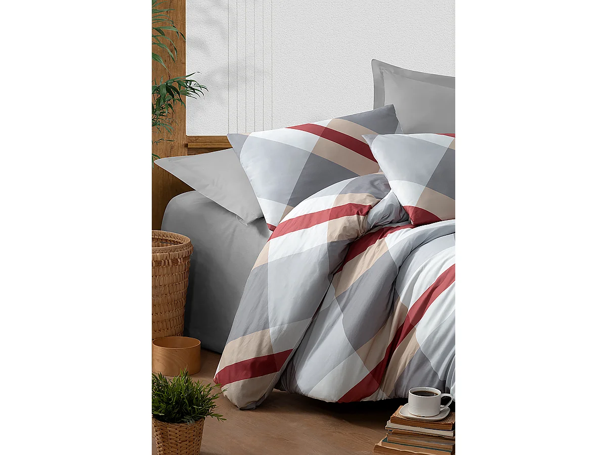 2 persoons beddengoed 240x220 cm+2 kussenslopen 65x65 cm in katoen