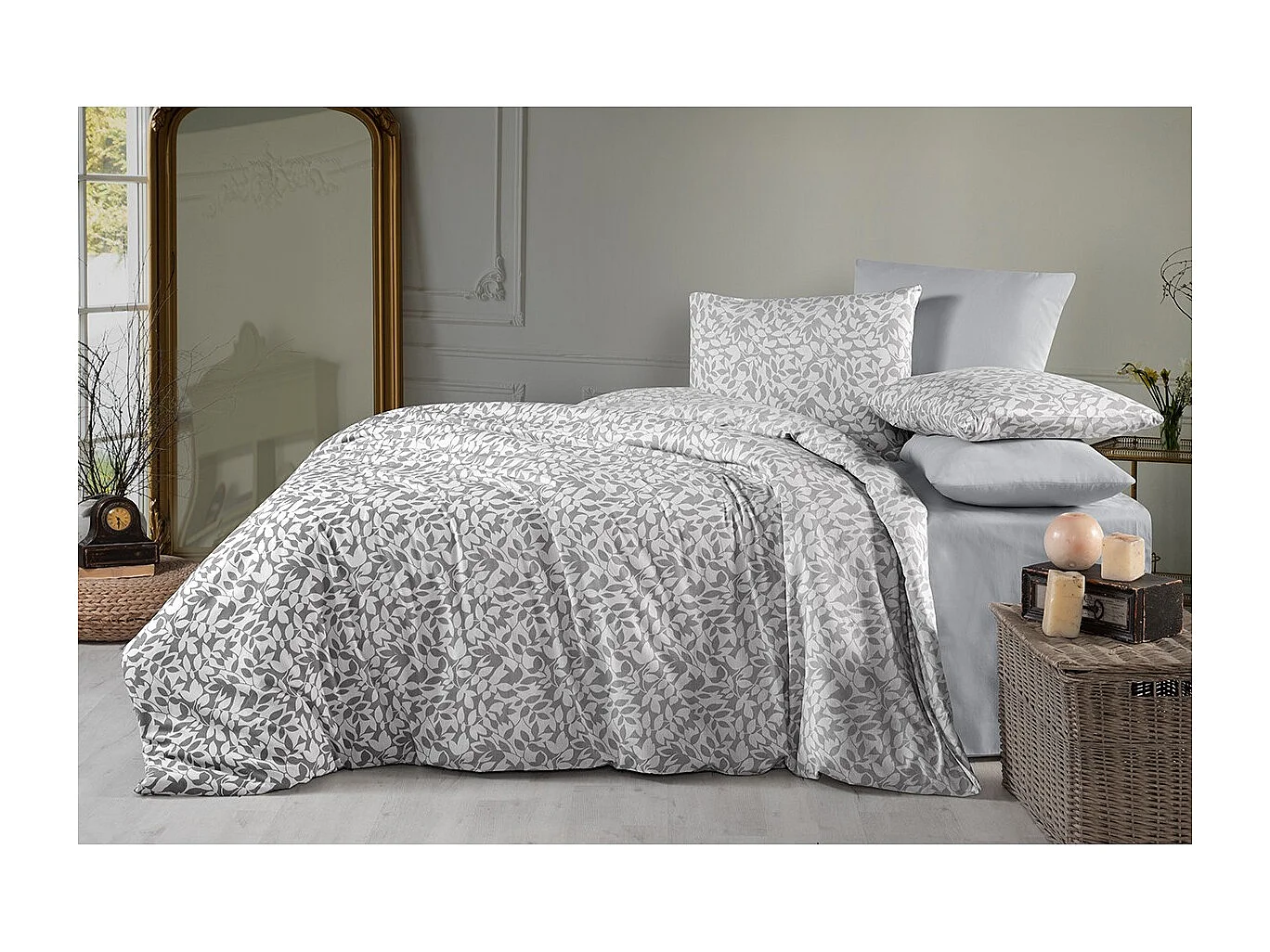 Housse de couette + taie(s) oreiller "Perry" 100% coton imprimé.